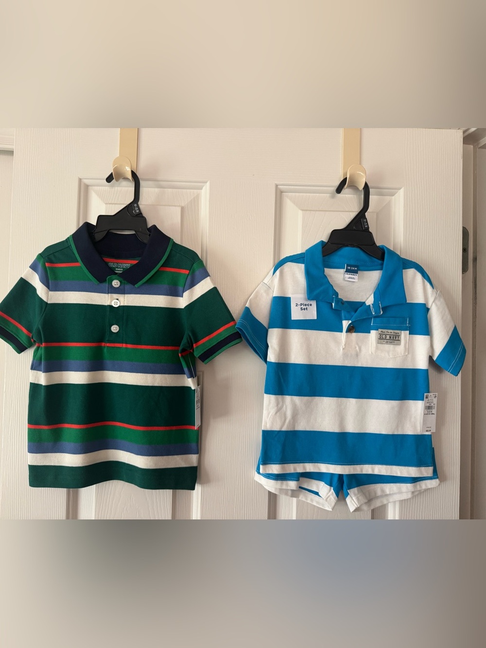 NWT 2 items Old Navy Boys Polo Shirt-Blue/white shirt & shorts matching set.